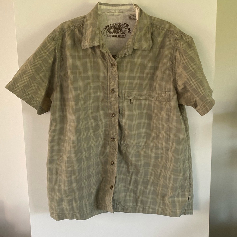 ROYAL ROBBINS GO EVERYWHERE fishing mining travel shirt cargo L plaid